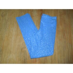 Krazy Larry Blue Leopard Print Stretch Pull On Ankle Pants Size 6 Made in USA